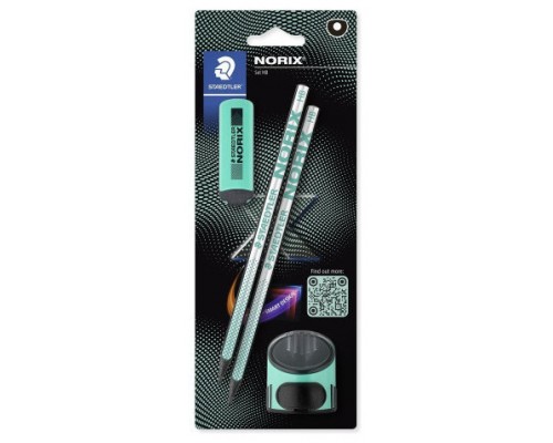 BLISTER CON 2 L&Aacute;PICES DE GRAFITO NORIX HB, AFILAL&Aacute;PICES Y GOMA TURQUESA STAEDTLER 181 SBK2-3 (Espera 4 dias)